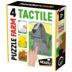 4 Puzzleuri tactile animale de la ferma cu piese mari pentru copiii de peste 2 ani